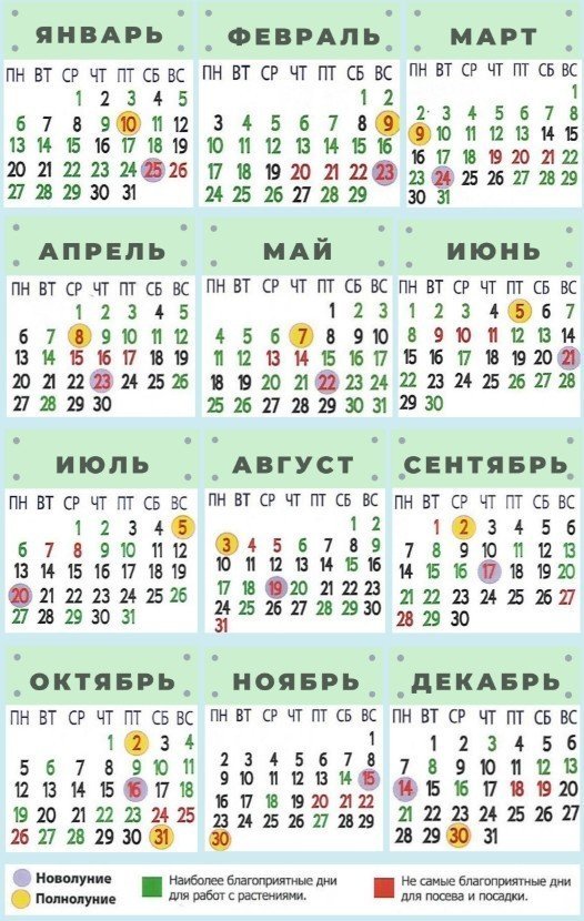 Лунный календарь на год